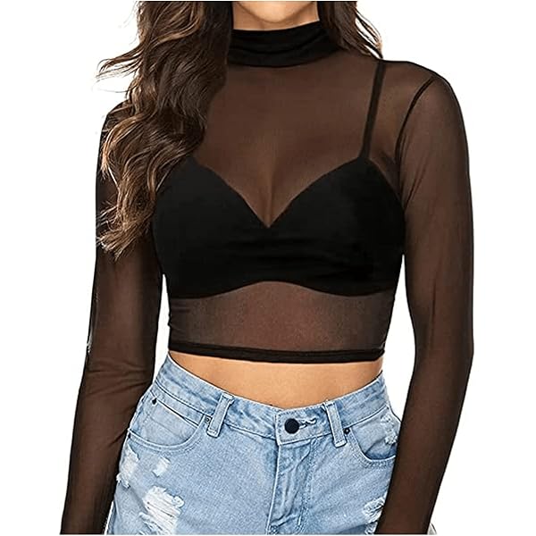 トップス MEER. NECK SLIT SHEER TOP /BLK 41ayQjfWFkL.jpg